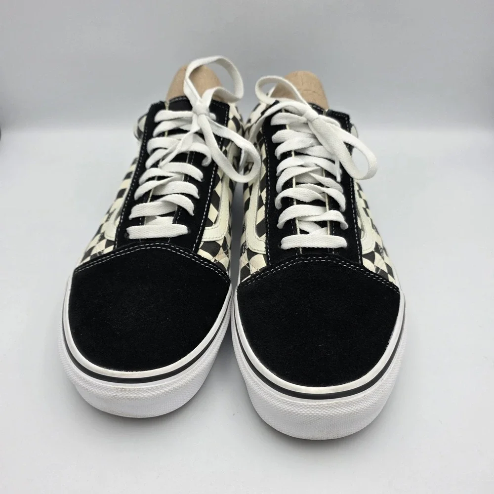 Vans 500714 Black & White Canvas Suede Checkered Skateboard Sneakers M 10.5 W 12